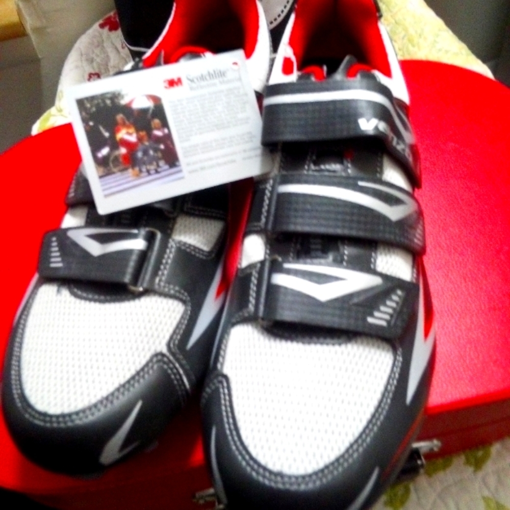 White and Black Cycling Shoes